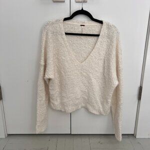 Free People Cream V-Neck Sweater